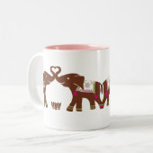 2 Couleurs Tasse d'amour d'éléphants roses (Devant gauche)
