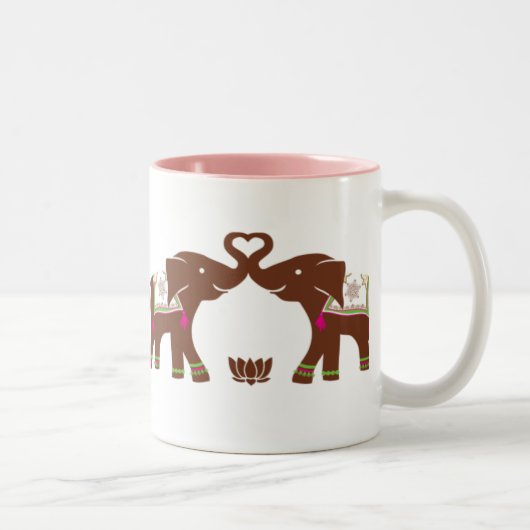 2 Couleurs Tasse d'amour d'éléphants roses (Droit)