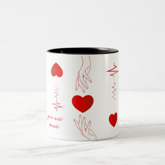 2 Couleurs Tasse d'amour minimaliste Battement de cœur et Mai
