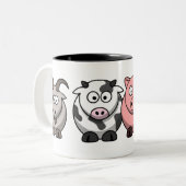 2 Couleurs Tasse d'animaux de ferme (Devant gauche)