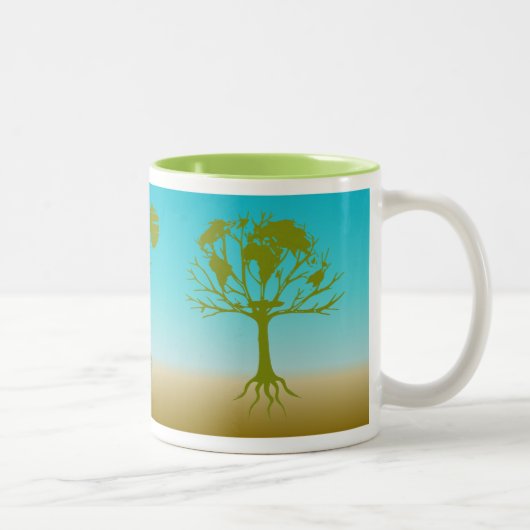 2 Couleurs Tasse d'arbre du monde (Droit)