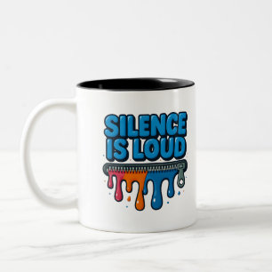 2 Couleurs Tasse d'art à typographie audacieuse Silence est b