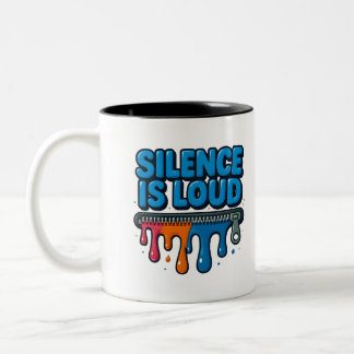 2 Couleurs Tasse d'art à typographie audacieuse Silence est b