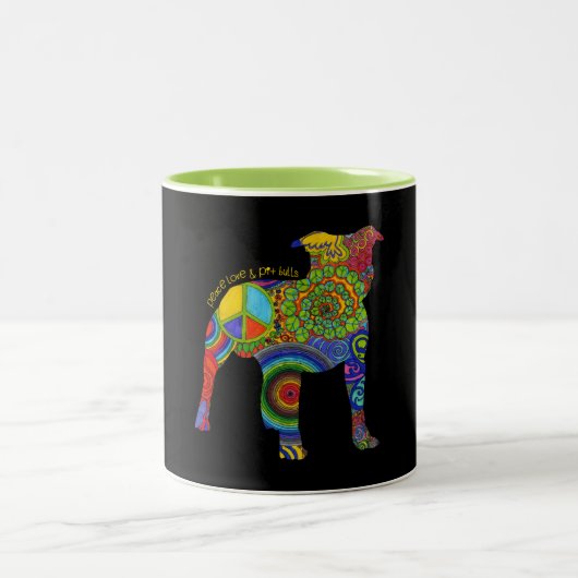 2 Couleurs Tasse d'art de bruit d'amour et "de pitbulls de (Centre)
