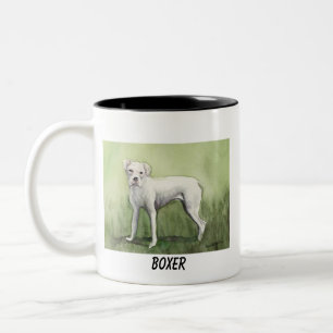 2 Couleurs Tasse d'art de chien "de boxeur blanc"