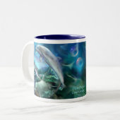 2 Couleurs Tasse d'art de trois dauphins (Devant gauche)