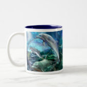 2 Couleurs Tasse d'art de trois dauphins (Gauche)
