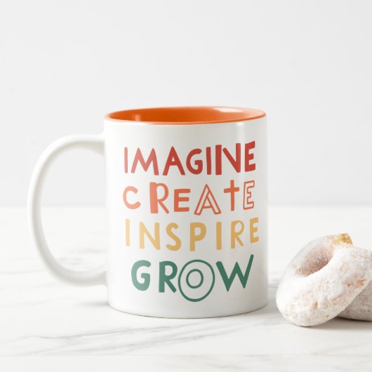 2 Couleurs Tasse d'artiste créative et inspirante colorée (Avec donut)