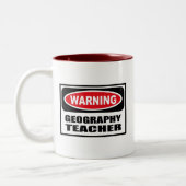 2 Couleurs Tasse d'avertissement de PROFESSEUR de GÉOGRAPHIE (Gauche)