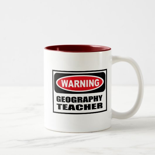 2 Couleurs Tasse d'avertissement de PROFESSEUR de GÉOGRAPHIE (Droit)