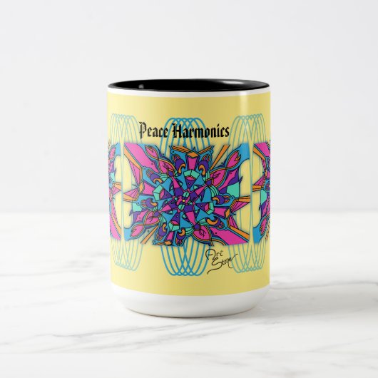 2 Couleurs Tasse de 15 onces : Harmoniques de paix (Centre)