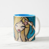 2 Couleurs Tasse de "beaucoup d'eaux", bleue (Devant droit)