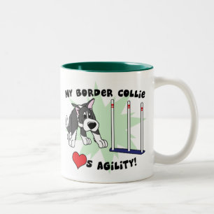 2 Couleurs Tasse de border collie d'agilité de bande dessin