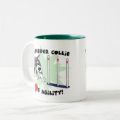 2 Couleurs Tasse de border collie d'agilité de bande dessinée (Devant gauche)