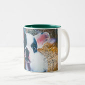 2 Couleurs Tasse de bouledogue français avec le vert (Devant droit)