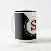 2 Couleurs Tasse de café à bloc de monogramme et de nom (Devant gauche)