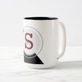 2 Couleurs Tasse de café à bloc de monogramme et de nom (Devant droit)
