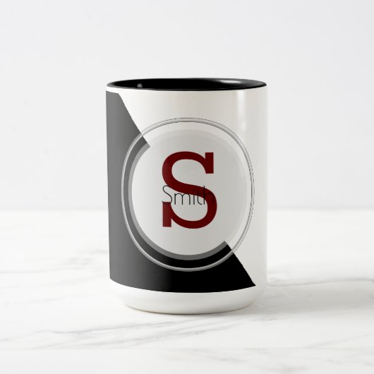 2 Couleurs Tasse de café à bloc de monogramme et de nom (Centre)
