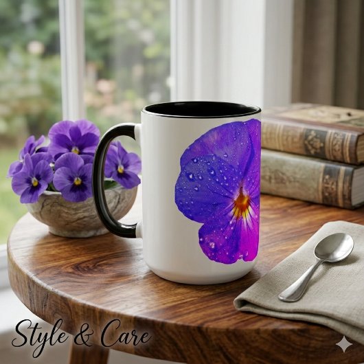2 Couleurs Tasse de café à deux tons Charmante Fleur de Viola