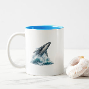 2 Couleurs Tasse de café à l'aquarelle Baleine à bosse Océan
