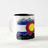 2 Couleurs Tasse de café artistique d'horizon de Denver de (Devant gauche)