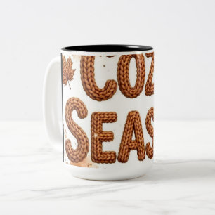2 Couleurs Tasse de café automne motif tricoté saison cosy