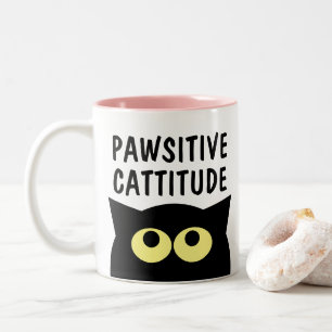 2 Couleurs Tasse de café avec dessin animé de chat drôle et C