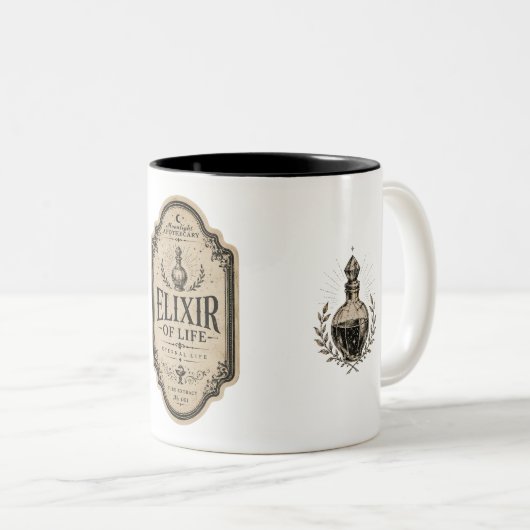 2 Couleurs Tasse de café avec étiquette de potion d'apothicai (Devant droit)