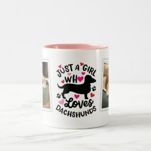 2 Couleurs Tasse de café avec photo de chien wiener aux coeur