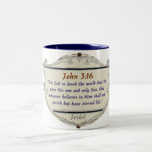 2 Couleurs Tasse de café avec verset biblique Jean 3:16 Boucl