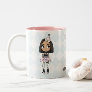 2 Couleurs Tasse de café bicolore Fille de l'Arlequin de Carn
