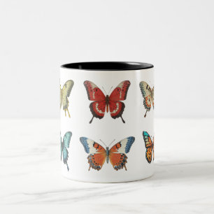 2 Couleurs Tasse de café bicolore papillons colorés