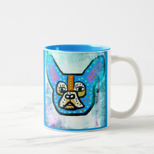 2 Couleurs Tasse de café bleue de Frenchie (Droit)
