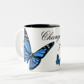 2 Couleurs Tasse de café bleue de papillon (Devant gauche)