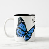 2 Couleurs Tasse de café bleue de papillon (Gauche)