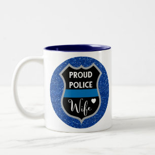 2 Couleurs Tasse de café bleue de soutien d'épouse de police