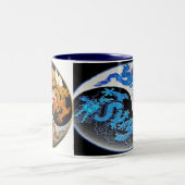 2 Couleurs Tasse de café bleue et orange de dragons de (Centre)