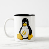 2 Couleurs Tasse de café communiste de pingouin (Linux) (Gauche)