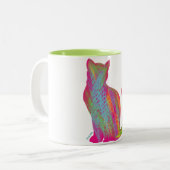 2 Couleurs Tasse de café de Chat-titude (Devant gauche)