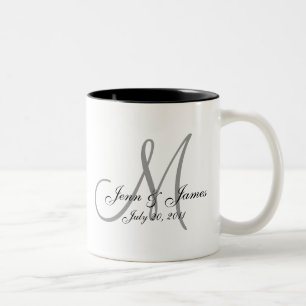 2 Couleurs Tasse de café de date de marié de jeune mariée de