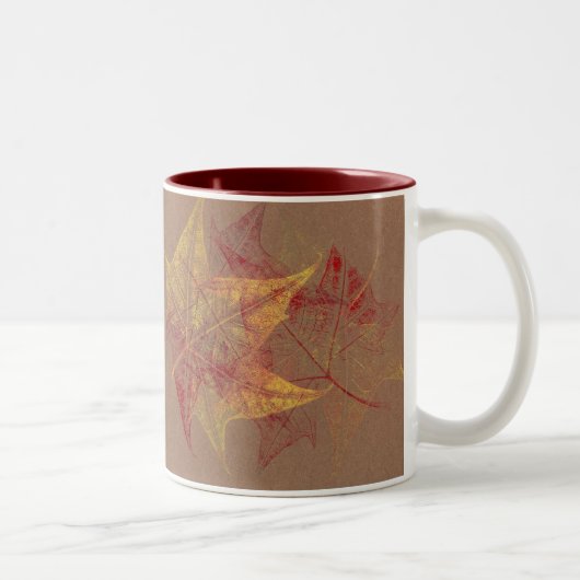 2 Couleurs Tasse de café de feuille d'automne (Droit)