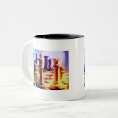 2 Couleurs Tasse de café de jeu d'échecs (Devant gauche)