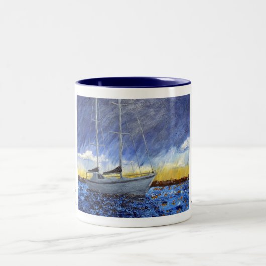 2 Couleurs Tasse de café de lac sunset (Centre)