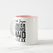 2 Couleurs Tasse de café de mariage Demoiselle d'honneur juni (Devant gauche)