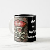 2 Couleurs Tasse de café de pirate de Valentine (Devant gauche)