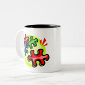 2 Couleurs Tasse de café de sensibilisation sur l'autisme (Devant gauche)