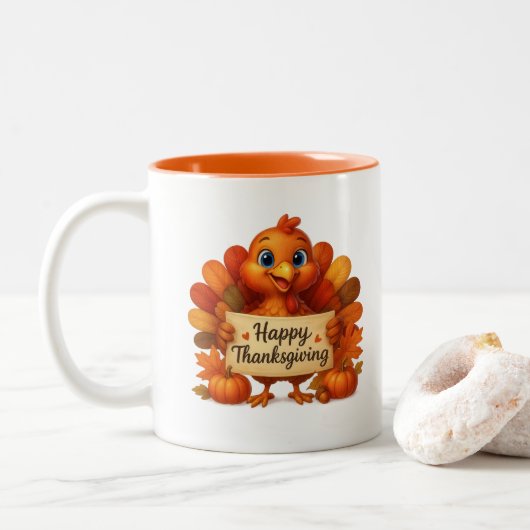 2 Couleurs Tasse de café de Thanksgiving (Avec donut)