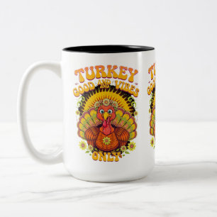 2 Couleurs Tasse de café de Thanksgiving « Turkey Good Vibes