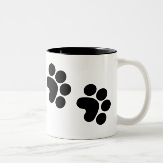 2 Couleurs tasse de café d'empreinte de patte (Droit)