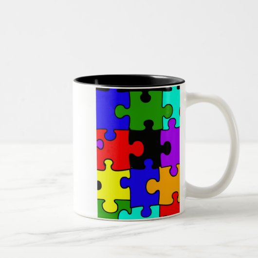 2 Couleurs tasse de café denteuse de morceau de puzzel (Droit)
